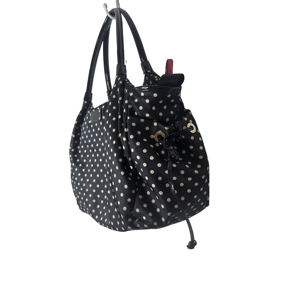 Kate Spade Classic Stevie Black Nylon Polka Dot Diaper Bag Tote